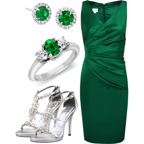 Emerald & Silver, created by stay-at-home-mom on Polyvore Outstanding Outfits, Emerald Green Dresses, Event Outfit, Gala Dresses, Green Outfit, Dressy Outfits, Mom Outfits, Party Fashion, Preppy Style