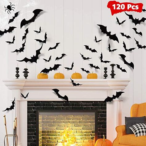 Scary Stickers, Halloween Window Clings, Scary Bat, Bat Decorations, Halloween Decor Diy, Halloween Bat Decorations, Bat Wall, Halloween Party Decorations, Bats Halloween