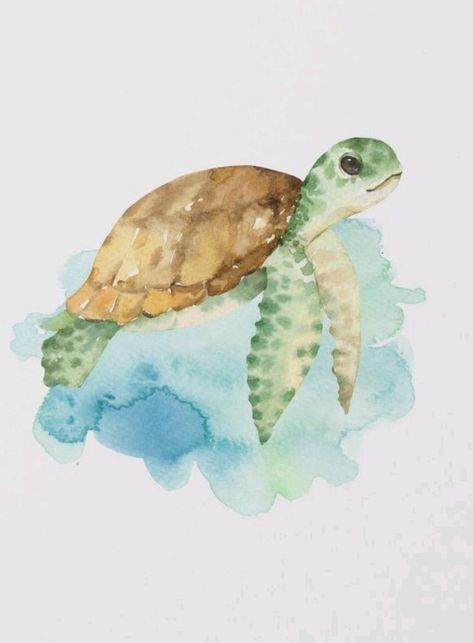 Sea Turtle Watercolor, Turtle Watercolor, Watercolor Ocean, Watercolour Inspiration, Turtle Painting, Watercolor Paintings Easy, Turtle Art, Watercolor Flower Art, Watercolor Painting Techniques