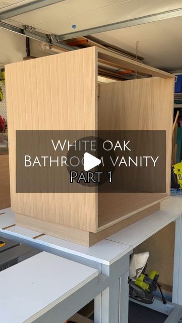 Natalie Park | DIY, Builds & Design on Instagram: "The WHITE OAK BATHROOM VANITY build has started! 🤍 

Yes, another custom vanity and I’m all for it! I know the walnut double vanity isn’t totally done yet, but had to get started on this one! This one is a single vanity and slightly simpler, but oh so pretty too. 

I made rabbets on the sides and bottom pieces in order to fit the 1/4” back panel in flush since both sides are exposed. I also decided to connect the base with the main vanity too.

I’ll be sharing the whole process of this build with more details in my stories as I always do, so don’t forget to LIKE, COMMENT, SAVE, and FOLLOW along to see this white oak vanity come to life! 😘
.
.
.
.
.
#whiteoak #whiteoakvanity #customvanity #parkplaceabode #diyprojects #diyhome #homediy #ho Diy Double Vanity, Built In Bathroom Vanity, Bathroom Vanity Diy, Bathroom Vanity Build, Diy Bathroom Vanity Plans, White Oak Bathroom Vanity, White Oak Bathroom, White Oak Vanity, Oak Vanity