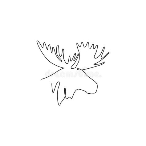 Small Moose Tattoo Simple, Moose Head Drawing, Moose Line Drawing, Tiny Moose Tattoo, Moose Drawing Simple, Moose Line Art, Simple Moose Tattoo, Canadian Tattoo For Women, Moose Head Tattoo