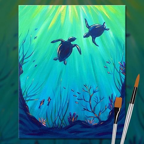 Weve added Under the Sea Turtles for some more upcoming paint and sip dates!  . LONG BEACH CA Wed. 06/26/19 - 7:00PM @q4bbq . . RIVERSIDE CA WED. 07/17/19 - 7:00PM @themtlriverside Sea Turtle Painting, Underwater Painting, Canvas Painting Tutorials, Simple Canvas Paintings, Cute Canvas Paintings, Turtle Painting, Easy Canvas Painting, Canvas Painting Diy, Sea Painting