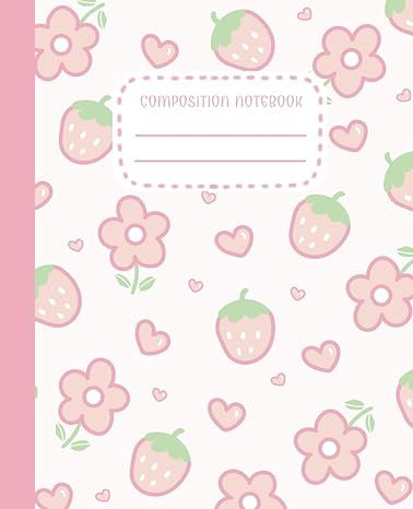 Pink Notebook Aesthetic, Pink Composition Notebook, Aesthetic Notebook Cover, Toys Template, Kawaii Flower, Journal Things, Ipad Stuff, Bullet Journal Ideas Templates, Notebook Cover Design