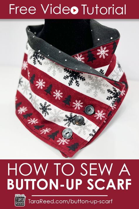 Looking for a quick & easy holiday gift, teacher gift or things to sew and sell? This Button-Up Scarf is for you. Free video tutorial for how to sew a scarf with buttons by Tara Reed. Sew A Scarf, Things To Sew And Sell, Scarf With Buttons, Sew And Sell, Things To Sew, Simple Holiday Gifts, Winter Flannel, Janome Sewing Machine, Tara Reed