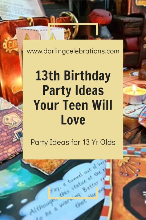 The best 13th birthday party ideas and ideas for 13 year olds birthday parties. #13thbirthdayparty #13thbirthdayideas #13birthdaypartyideas Unlucky 13 Birthday Party, Best 13 Birthday Party Ideas, 13 Birthday Activities, 13 Birthday Dinner Ideas, Party Ideas For 13, Birthday Party Inspo Aesthetic 13, 13th Birthday Themes For Girls Ideas, Birthday Themes 13th Birthday, 13 Year Birthday Ideas