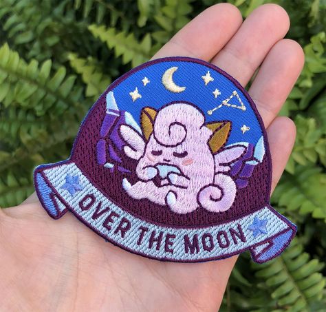 Pokemon Patch, Cute Patches, Pretty Pins, Cool Pins, Needle Work, Cricut Creations, Cute Pokemon, Cute Pins, Over The Moon