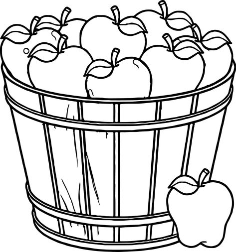 cool Apple Basket Coloring Page Apple Basket, Design Tricks, Food Coloring Pages, Fruit Coloring Pages, Carson Dellosa, Valentine Coloring Pages, Apple Baskets, Apple Barrel, Tree Coloring Page