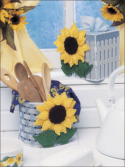 Cherry Sunflowers, Plastic canvas, tissue box cover Plastic Canvas Sunflower Patterns Free, Free Patterns For Plastic Canvas Tissue Box Covers, Free Plastic Canvas Patterns To Download Tissue Boxes, Plastic Canvas Sunflower Tissue Box Cover, Plastic Canvas Tissue Box Covers Herrschners Inc, Plastic Canvas Stitches, Sunflower Pattern, Plastic Canvas Tissue Boxes, Needlepoint Stitches