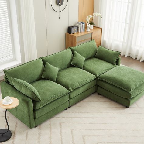 ⚡️This chic and contemporary sectional L shaped sofa is designed for smaller spaces without compromising on comfort or style. 💥Summer sale going on now - Use code SUMMER24 for an additional 10% off your order! Click the 🔗: in bio #homedecor #interiorstyle #sofagoals #sectionalsofa #livingroominspo #summersale #homedeals #supportsmallbusiness #freeshipping #emjaybrands Ottoman For Living Room, Sofa With Ottoman, Contemporary Sectional, Couch With Ottoman, Modern Sofa Sectional, Green Sofa, Modular Sectional Sofa, L Shaped Sofa, Modular Sectional