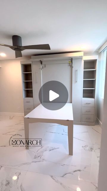 Monarch Murphy Beds on Instagram: "We are LOVING this Euro Table Bed 🤤 How elegant does this Murphy bed look in this room? Now that’s a showstopper! 

Shipping only available within the continental USA. 

Real wood, handcrafted heirloom furniture that will transform your space! Made right here in the US. 

Visit our showroom in Sarasota, FL. Open by appointment only! Stop by our website for contact info and give us a call today to schedule an in-person or virtual consultation." Murphy Bed Fireplace, Craft Room With Murphy Bed, Playroom Murphy Bed, Murphy Bed Table, Murphy Bed With Table, Shed Interior Design Ideas, Murphy Table, Murphy Desk, Virtual Consultation