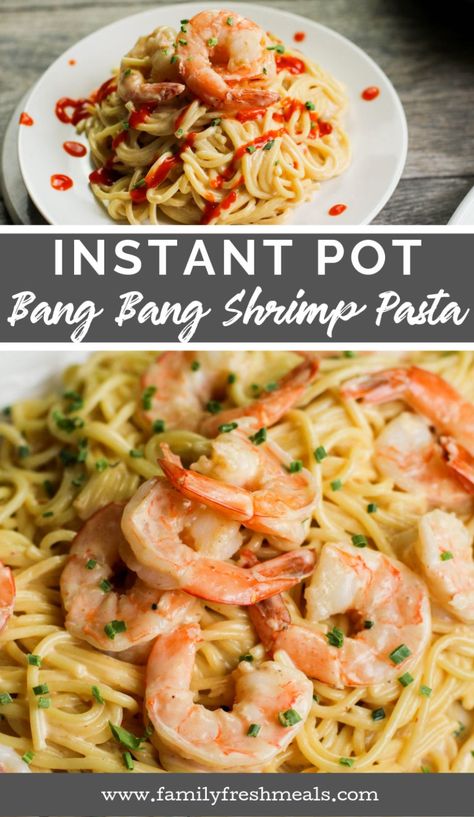 Shrimp Casseroles, Bang Bang Shrimp Pasta, Instant Pot Dinner, Ip Recipes, Karen Johnson, Bang Bang Shrimp, Seafood Recipe, Fresh Meals, Family Fresh Meals