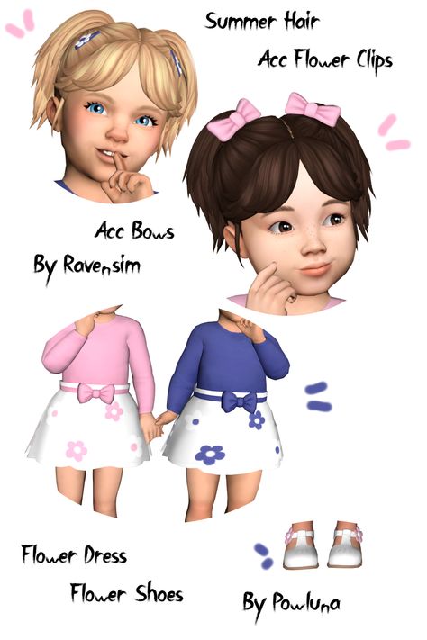 Mini Collab - Powluna & Ravensim ☀ - The Sims 4 Create a Sim - CurseForge Four One Direction, Sims 4 Toddler Clothes, Sims Baby, Sims 4 Traits, The Sims 4 Pc, Flower Makeup, Pelo Sims, Sims 4 Children, Sims 4 Expansions