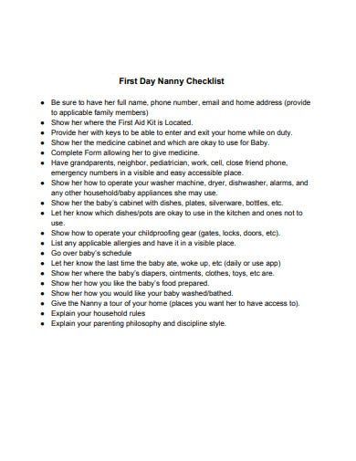 Nanny First Day Checklist, Live In Nanny Schedule, Mothers Helper Checklist, Nanny To Do List, Live In Nanny Tips, Nanny Duties Checklist, Nanny Responsibilities, Nanny Binder Printables Free, Nanny Binder Printables