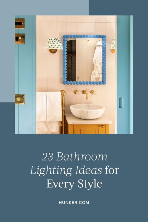 The right lighting will complement your bathroom design. Here are some swoon-worthy bathroom lights worth considering. #hunkerhome #bathroomlighting #bathroomlightingideas #bathroom #bathroomlightingideas Small Bathroom Lights, Bathroom Lamp Ideas, Lighting Ideas Bathroom, Interior Lighting Ideas, Bathroom Lighting Ideas, I Spy Diy, Lighting Tips, Bathroom Lights, Bathroom Lamp