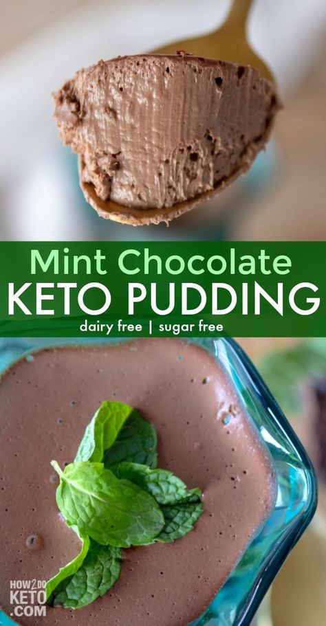 Keto Chocolate Mint Pudding (with Video) - How 2 Do Keto Mint Pudding, Keto Diet Drinks, Keto Pudding, Keto Chocolate Mousse, Keto Diet Vegetables, Keto Diet Snacks, Postre Keto, Keto Friendly Desserts, Keto Pancakes