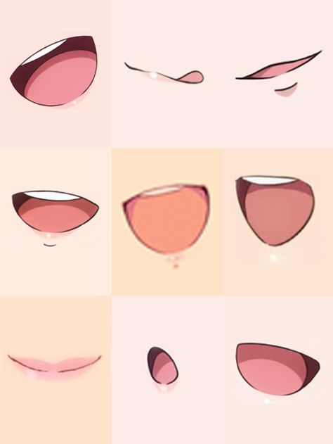 Anime Mouth Expressions Reference, Female Mouth Drawing Reference Anime, Anime Female Mouth Reference, Mouth Drawing Reference Female, Anime Mouth Drawing Female, Mouth Anime Reference, Anime Noses Draw, How To Draw Blush On Dark Skin, Live2d Expression