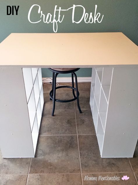 DIY Craft Desk. How To Make a Craft Table. DIY Craft Table #diy #crafts #crafttable Diy Craft Desk, Diy Craft Table, Diy Crafts Desk, Closet Maid, Craft Tables With Storage, Craft Table Diy, Cheap Diy Crafts, Nordic Winter, Dream Craft Room