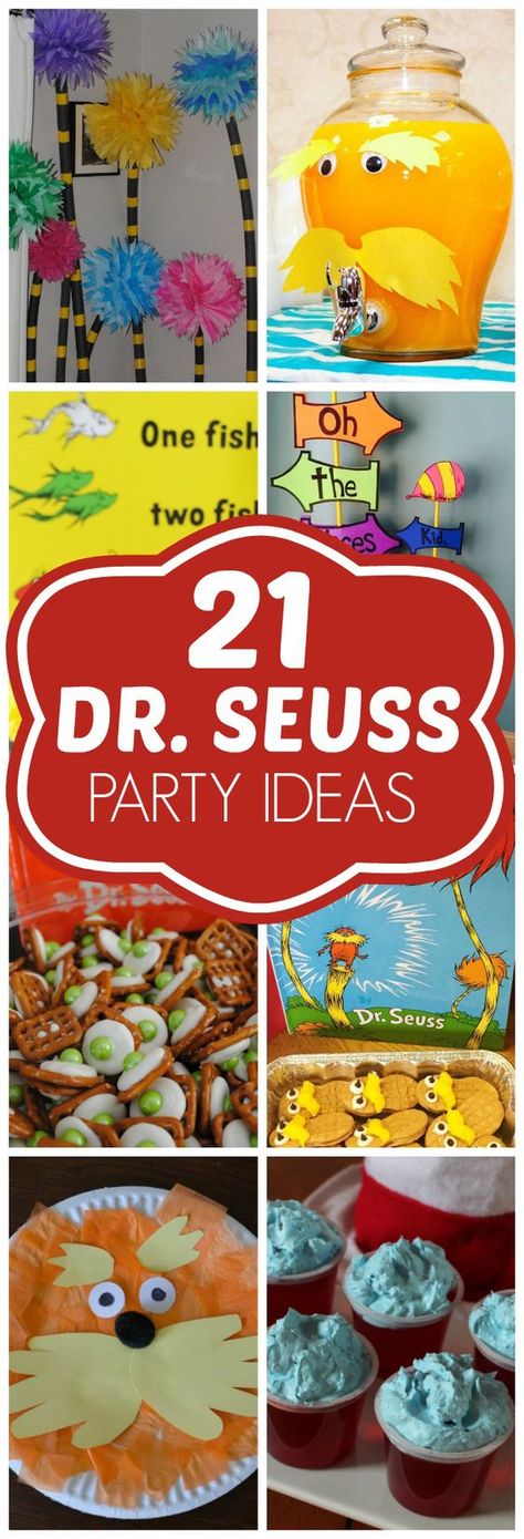 For the Dr. Seuss childhood stories we great up on! The Cat in the Hat Knows A Lot About That and Oh! The Places You'll Go! Doctor Suess Birthday, Dr Seuss Party Ideas, Dr Seuss Party, Dr Seuss Crafts, Dr Seuss Birthday Party, Seuss Crafts, Dr Seuss Baby Shower, Dr. Seuss, Party Ideas For Kids