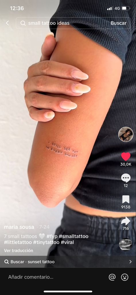 artista: maria sousa tiktok I’ll See You In Every Sunset Tattoo, Tattoo For Grandpa, Grandpa Tattoo, Sunset Tattoo, Sunset Tattoos, Mini Tattoo, Classy Tattoos, Mini Tattoos, Small Tattoos