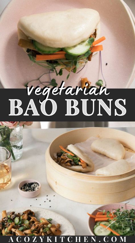 These Vegetarian Bao Buns are so softy, fluffy and utterly perfect. These steamed bao buns are filled withsavory sautéed mushrooms. These buns are so supple and soft and delicious. Perfect for light dinner idea or serve as a hot appetizer for get-togethers and dinner parties. #easyAsianrecipes #howtomakebaobuns Vegetarian Xiao Long Bao, Vegetarian Bao Buns, Bao Buns Filling, Vegetarian Bao, Bao Zi, Steamed Bao Buns, Steamed Bao, I Heart Recipes, Sautéed Mushrooms