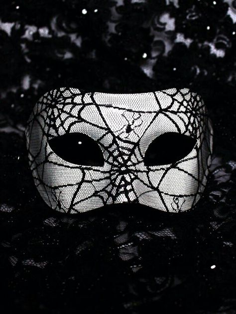 . Halloween Masked Ball, Gothic Masquerade, Spider Mask, Masquerade Mask Diy, Spider Web Pattern, Black And White Spider, Bat Mask, Venetian Masquerade Masks, Devil Mask