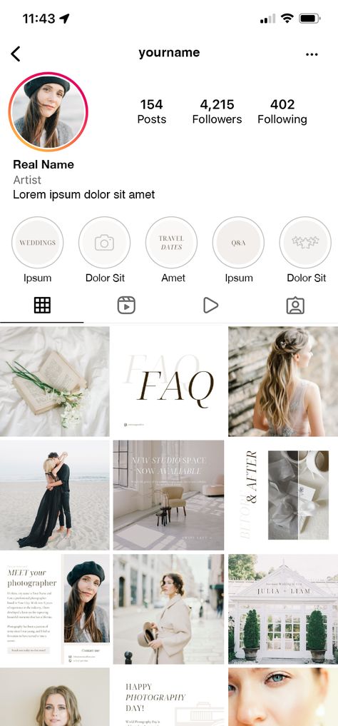 70 Posts + 70 Stories (resized posts) + 70 Story Highlight Covers = 210 Templates Our templates are designed specifically for photo industry and feature stunning layouts that will perfectly compliment your beautiful photographsproviding useful information for your clients, such as pricing packages, booking information, and contact details. The best part? Our templates can be used unlimited times, allowing you to create a consistent and cohesive look for your Instagram feed. Branded Social Media, Photographer Social Media, Wedding Family Portrait, Photography Social Media, Instagram Feed Layout, Doula Services, Social Media Photography, Social Media Templates, Highlight Covers