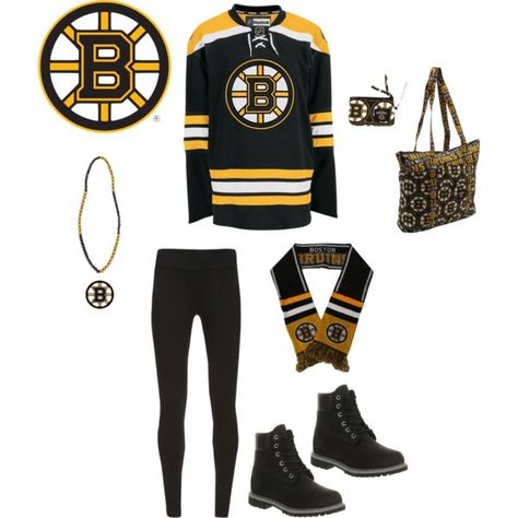 "ultimate Boston Bruins fan outfit" by krrisstiinaa on Polyvore Boston Bruins Game Outfit, Bruins Game Outfit, Hockey Outfits, Sports Team Apparel, Sports Attire, Boston Bruins Hockey, Bruins Hockey, Boston Strong, Boston Bruins