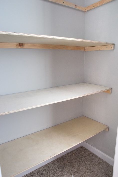 Diy Closet Shelves, Closet Shelving, Closet Wall, Easy Home Improvement Projects, Closet Clutter, Easy Home Improvement, Home Improvement Loans, Diy Pantry, Pantry Shelf