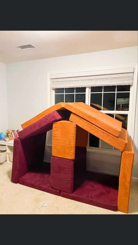 Nugget Couch Ideas, Fun Playroom Ideas, Nugget Couch, Diy Playroom, Corkboard Ideas Decor, Couch Ideas, Kids Couch, Basement Playroom, Office Playroom