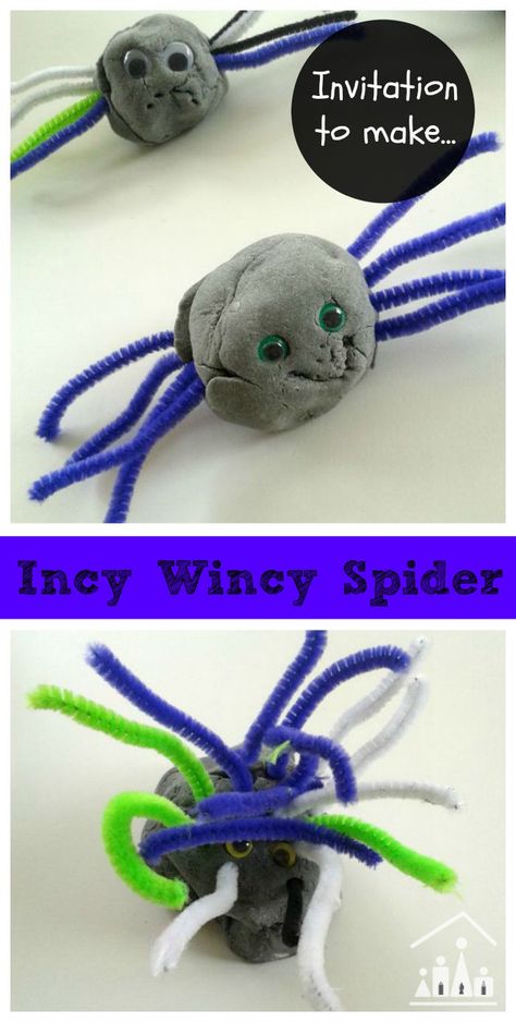 Let your kids make their own playdough and then use it to create an Incy Wincy Spider. Uses pipe cleaners and googly eyes as well. Incy Wincy Spider Activities, Nursery Rhymes Preschool Theme, Minibeasts Activities, Make Play Dough, Nursery Rhymes Preschool Crafts, Insect Study, Incy Wincy Spider, Nursery Rhyme Crafts, Spider Activities