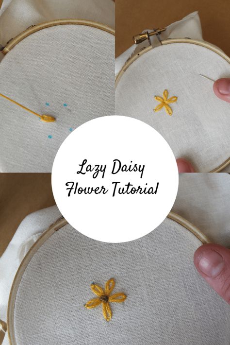 Lazy Daisy Stitch - Flower Tutorial - Crewel Ghoul Embroidery Hoop Art Tutorial, Embroidery Stitches Flowers, Daisy Stitch, Embroidery Hoop Art Diy, Embroidery Stitches Beginner, Lazy Daisy Stitch, Embroidery Stitch, Stitch Tutorial, Hand Embroidery Tutorial