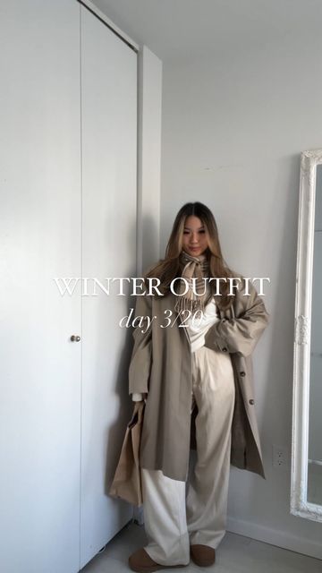 amber lynn | outfit ideas & lifestyle on Instagram: "20 days of winter outfits day 3 🧥 top: @uniqlocanada HEATTECH (ultra warm) pant: @princesspollyboutique scarf: my mums trench: thrifted but brand is London Fog @londonfogbrand gloves: @hm . . outfit inspo, outfit ideas, winter outfits" Heattech Outfit, Outfit Ideas Winter, Warm Pants, London Fog, Inspo Outfit, Gloves, Winter Outfits, Amber, Outfit Ideas