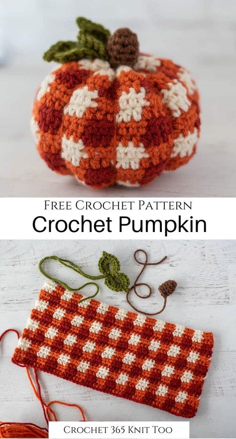 What's fall without plaid and pumpkins? #crochet #crochet365knittoo #freecrochetpattern #crochetpattern #crochetpumpkin #crochetpumpkinpattern #freecrochetpumpkinpattern #crochetplaid #crochetplaidpumpkin Mochila Crochet, Fall Crochet Patterns, Halloween Crochet Patterns, Crochet Design Pattern, Crochet Fall, Holiday Crochet, Crochet Pumpkin, Fun Crochet Projects, Pumpkin Pattern