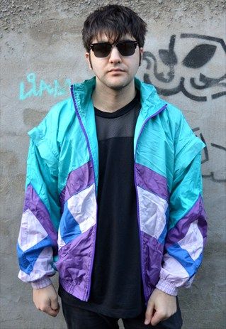 80's Shellsuit / Shell Windbreaker Patterned Jacket 80s Windbreaker, Patterned Jacket, 90s Costume, Men Jackets, Mens Windbreaker, 90s Outfit, Jacket Pattern, 90s Fashion, Rain Jacket