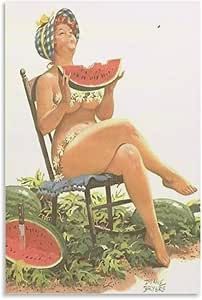 Generic Duane Bryers Plump Beautiful Hilda Vintage Art Room Aesthetic Painting Decor (19) Poster Decorative Painting Canvas Wall Art Living Room Posters Bedroom Painting 16x24inch(40x60cm) Duane Bryers, Pin Up Costume, Summer Story, Vintage Pin Up, Pin Up Art, Vintage Pinup, A Chair, Body Positivity, Watermelon