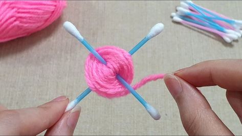 Easy Woolen Flower Making Idea with Cotton Bud - Amazing Hand Embroidery Design Trick - Sewing Hack - YouTube | Woolen flower, Fabric flowers diy, Yarn flowers Woolen Flower Making, Wool Crafts Diy, Easy Yarn Crafts, Woolen Flower, Woolen Craft, Yarn Flowers, Diy Yarn Crafts, Knitted Flowers, Fabric Flowers Diy