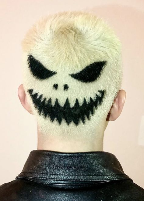 Shaved Head Designs, Dyed Hair Men, Buzzed Hair, Shaved Hair Designs, Men Hair Color, Spooky Szn, Bald Hair, Hair Tattoos, Shaved Head