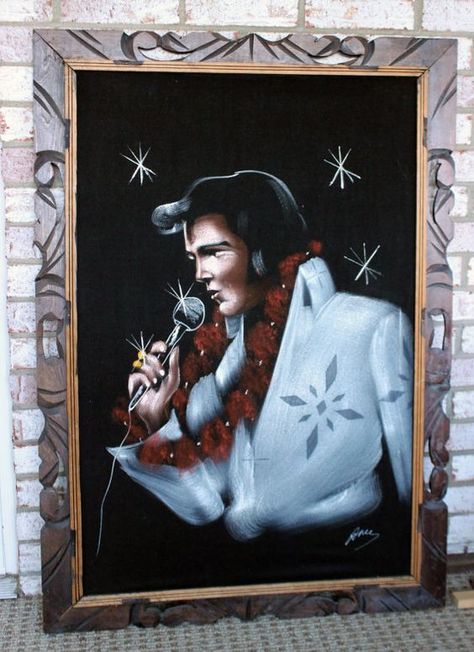 Elvis White Jumpsuit, Elvis Painting, Freedom Artwork, Velvet Elvis, Hawaii Painting, Velvet Painting, Paint Bar, Elvis Presley Pictures, Beautiful Painting