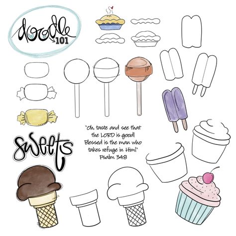 Doodle 101-Instagram – 1Arthouse Doodle 101, Planner Doodles, Bujo Doodles, Cupcake Drawing, Drawing Doodles, Doodle Inspiration, Illustrated Faith, Doodle Lettering, Bible Art Journaling