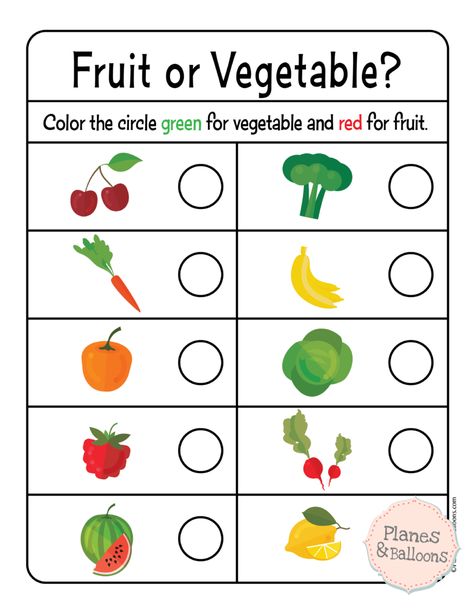 Fun sorting worksheets for preschool and kindergarten - free sorting activities for kids. #prek Sorting Worksheets For Preschool, Kids Nutrition Education, Preschool Food, Plants Kindergarten, Pre K Worksheets, Fruit Or Vegetable, Nutrition Activities, English Activities For Kids, Free Preschool Printables