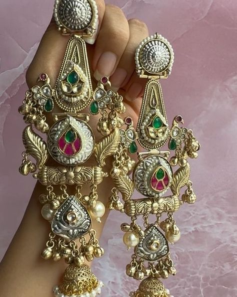 Long Earrings Indian, Jewelry Room, Beautiful Wedding Jewelry, Silver Jhumkas, Oxidised Earrings, Long Statement Earrings, Brass Jewellery, Earrings Indian, Traditional Earrings