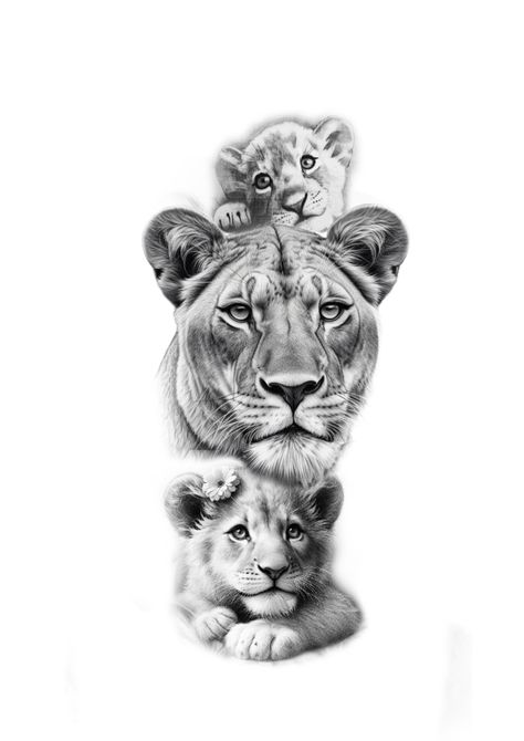 Lion Lioness And Cub Tattoo, Mother Lion And Cub Tattoo, Lioness With Cubs Tattoo, Lioness And Cubs Tattoo Mothers, Lioness And Cubs Tattoo, Lion And Cub Tattoo, Tattoos Representing Family, Amanda Tattoo, Lioness And Cub Tattoo