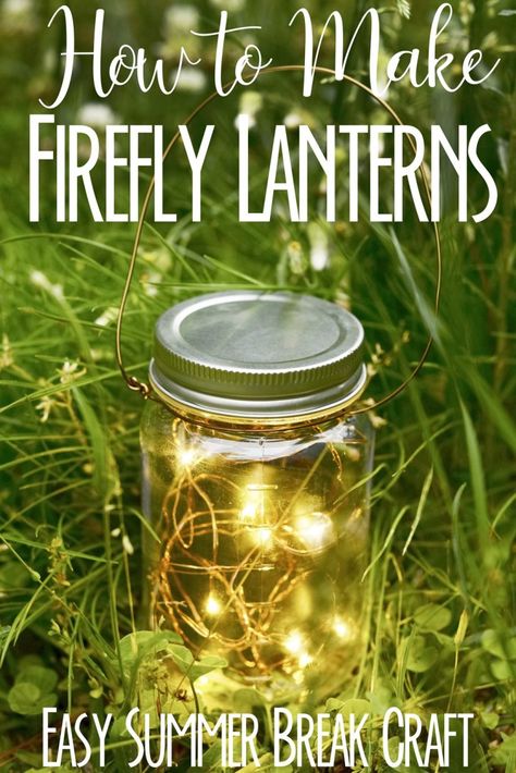 Great craft for kids on Summer Break! How to make firefly lanterns! Also tells you which kind of battery is best for all your kids toys and flashlights! @energizer #ad #cbias #poweringadventure Prom Centerpieces, Firefly Lantern, Easy Diy Kids, Kids Lantern, Luminary Diy, Fireflies Craft, Vbs Craft, Fireflies In A Jar, Break Ideas