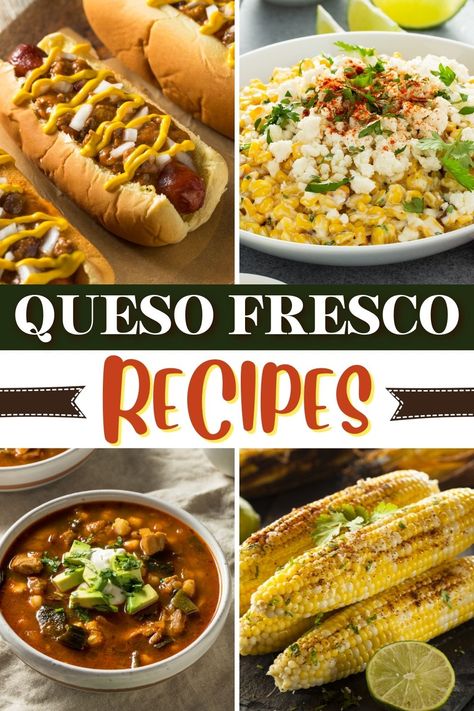 These queso fresco recipes are so good, we can't resist them! From tacos to tostadas to enchiladas, you'll flip for these Mexican cheese recipes. Recipes Using Queso Fresco Cheese, Mexican Cheese Recipes, Quest Fresco Recipes, Recipes With Queso Fresco, Queso Fresco Uses, Queso Fresco Recipe, Mexican Steak, Queso Fresco Cheese, Vegetarian Tacos