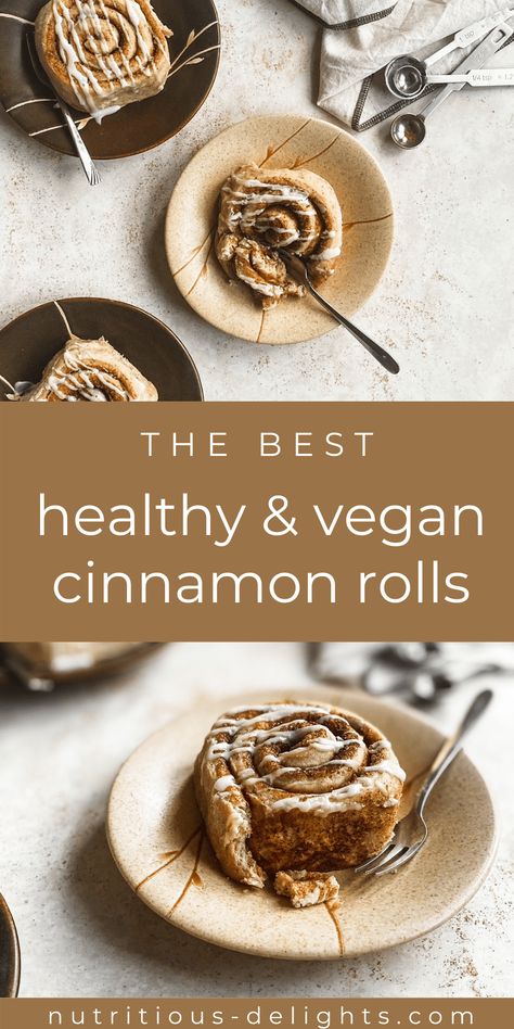 The Best Healthy Vegan Cinnamon Rolls - Nutritious Delights Dairy Free Cinnamon Rolls, Homemade Cinnamon Rolls Easy, Healthy Cinnamon Rolls, Cinnamon Bun Recipe, Rolls Homemade, Vegan Cinnamon Rolls, Healthy Vegan Desserts, Vegan Banana Bread, Desserts Vegan