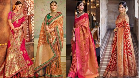 Types of banarasi sarees & caring tips | Kolour Buddhist Scriptures, Kora Silk Sarees, Banarsi Saree, Raw Silk Saree, Beautiful Sarees, Organza Sarees, Muslin Bags, Banarasi Saree, Organza Saree