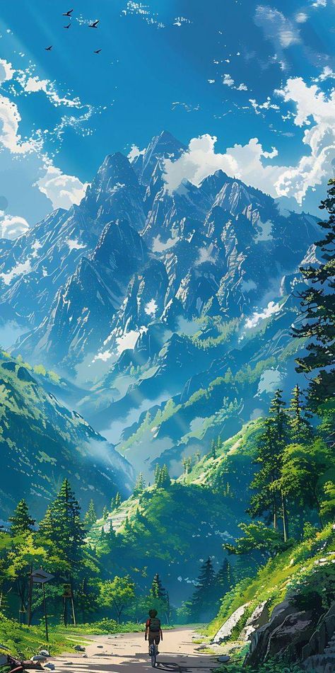 Anime Nature Aesthetic, Bright Scenery, Fantasy Landscape Art, Anime Nature, Fantasy Wallpaper, Anime Places, Cool Pixel Art, Dreamy Landscapes, Deviant Art