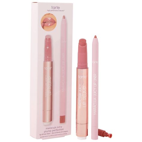 A go-to lip duo that includes a mini maracuja juicy lip liner and full size maracuja juicy lip plump.Highlighted Ingredients: - Maracuja: Visibly firms and brightens.- Superfruit Complex: Nourishes.- Vitamin E: Moisturizes.Ingredient Callouts: Free of formaldehydes, formaldehyde-releasing agents, phthalates, mineral oil, retinyl palmitate, oxybenzone, sulfates SLS & SLES, triclocarban, triclosan, and contains less than one percent synthetic fragrance. It is also cruelty-free.What Else You Need t Maracuja Juicy Lip Plump, Tarte Lip, Fresh Face Makeup, Lip Liner Set, Sephora Favorites, One Percent, Dream List, Lip Combo, Juicy Lips