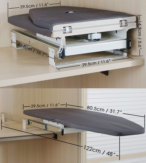 Homebasix Closet Pull-Out Retractable Ironing Board Stow Away in The Cabinet Easy to Install (Silver Grey) : Amazon.ca: Home Mounted Ironing Board, Folding Ironing Boards, Modern Laundry, Ironing Boards, Laundry Room Layouts, Laundry Design, Modern Laundry Rooms, Smart Home Design, Laundry Room Diy