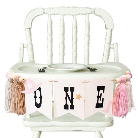 PRICES MAY VARY. 👢ADORABLE WESTERN CHARM - Celebrate your baby girl's first birthday with the perfect touch of cowboy whimsy. This fringe highchair banner features delightful pink cowboy hats, boots, and stars on three cardstock pieces, creating an adorable representation of the special "ONE" milestone. 👢CRAFTED WITH DETAIL - Each element is carefully crafted, with black "ONE" atop the cardstock pieces, complemented by khaki, beige, and blush pink tassels separated by charming wooden beads. Th Long Live Cowgirls Birthday Party, Baby’s First Rodeo Birthday Theme Girl, Western First Birthday Girl, Rodeo First Birthday Party, My First Rodeo Birthday Girl, First Rodeo Birthday Party Girl, Baby Girl First Birthday Theme, My First Rodeo Birthday, Highchair Garland